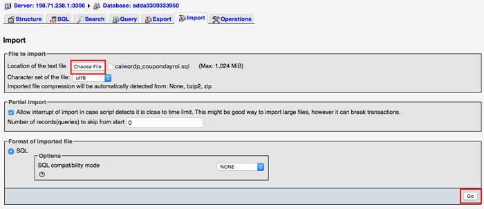 cách import database