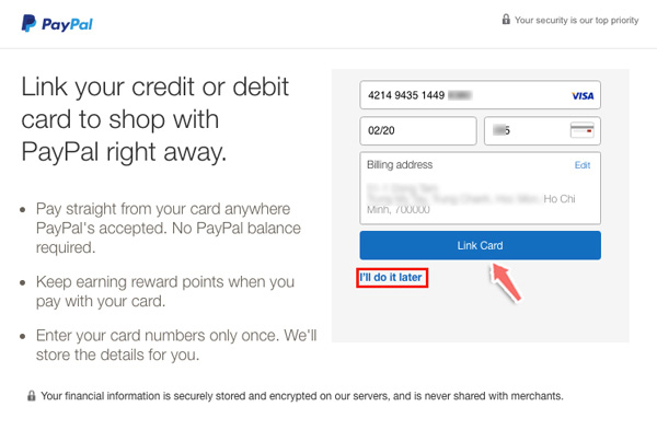 cách liên kết thẻ visa khi đăng ký paypal