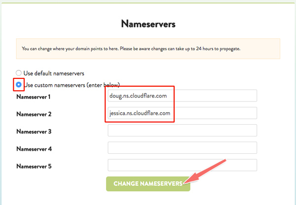 thay đổi nameservers của domain