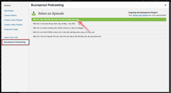 cách nhúng tập podcast vào blog wordpress
