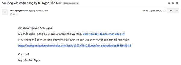 email xac nhan tham gia danh sach