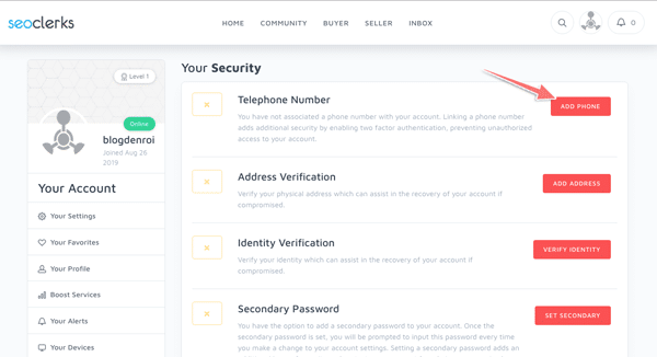 cách xác minh số điện thoại trên seoclerks