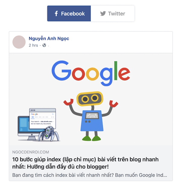 chia sẻ bài viết lên mạng xã hội giúp index nhanh hơn