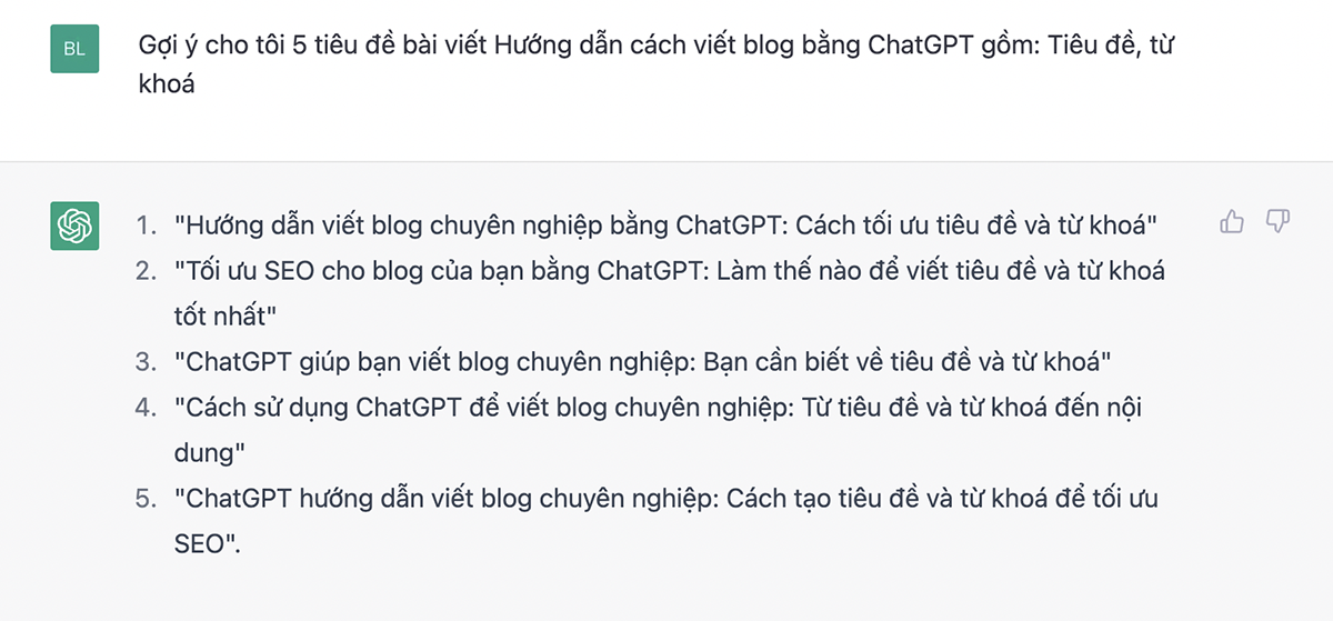 hướng dẫn cách dùng ChatGPT để viết tiêu đề bài viết trên blog